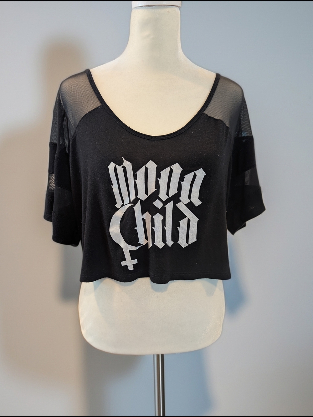 Blackcraft 'Moon Child' Mesh-Accent Crop Top